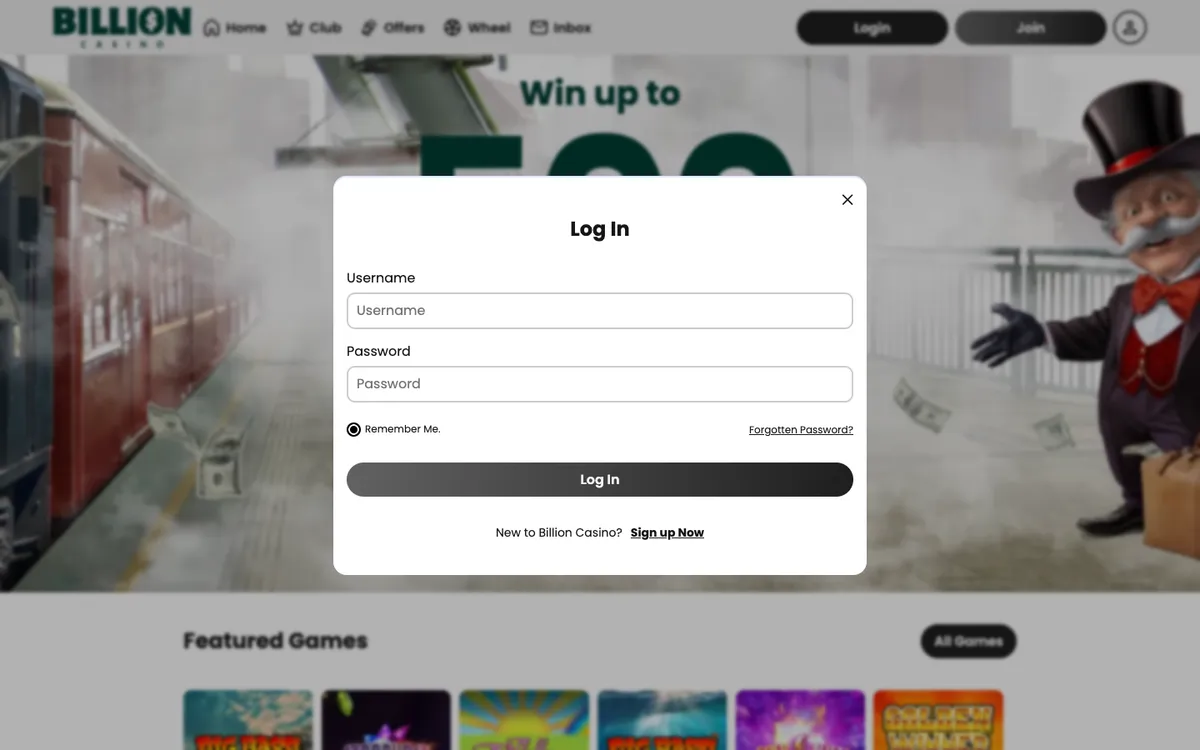 Billion Casino — Sign-up, captured from Finland