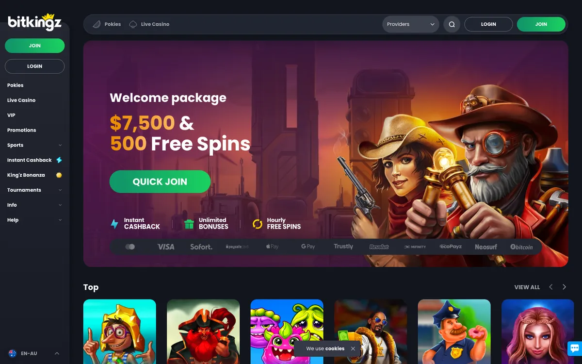 Bitkingz Casino — «Регистрация», снято из страны Австралия