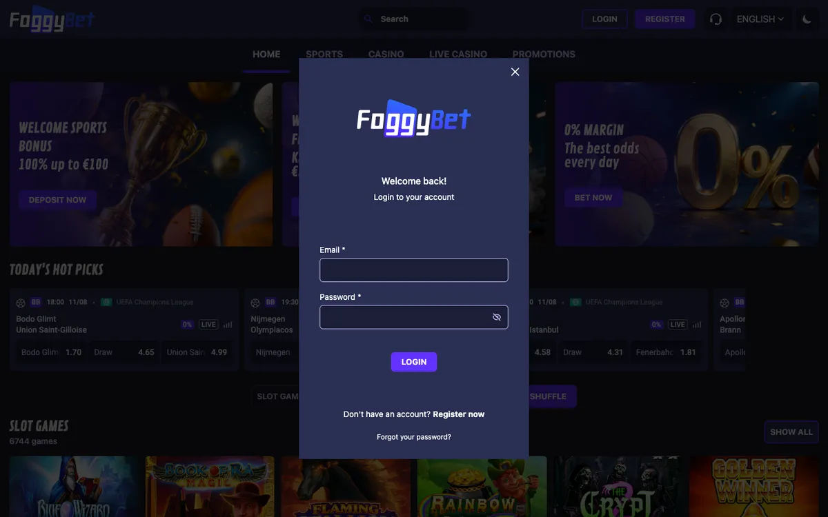 FoggyBet Casino — Sign-up, captured from Portugal