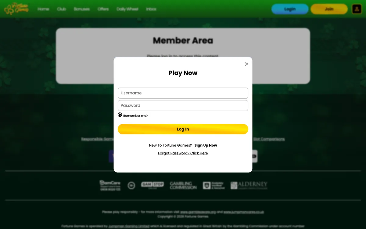 Fortune Games Casino — Payments, captured from United Kingdom