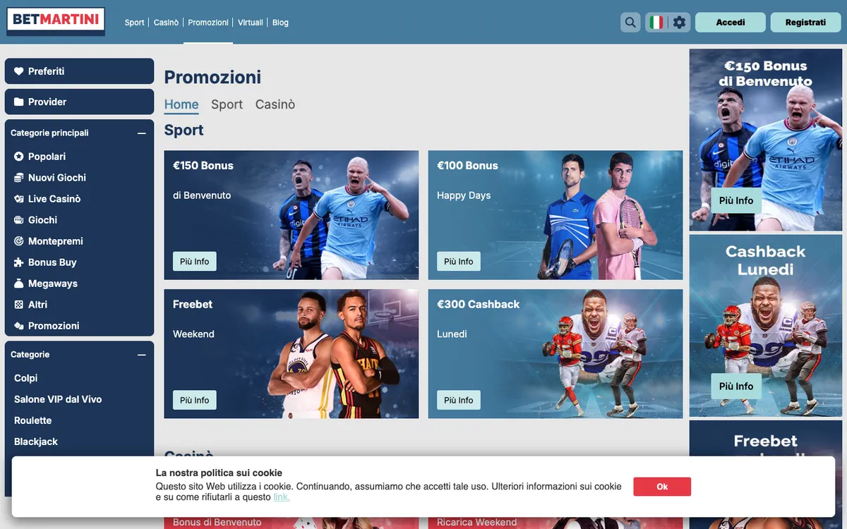 Betmartini Casino — Promotions, captured from Austria