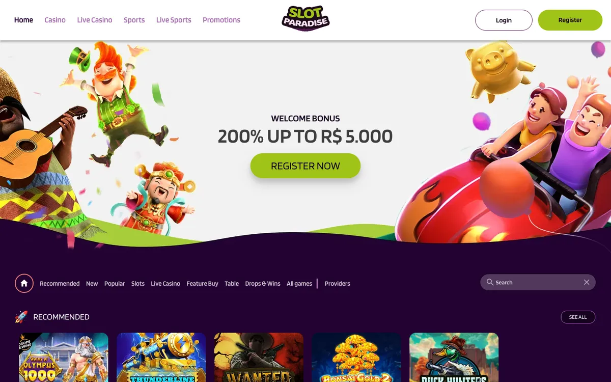 Slotparadise Casino — Home page, captured from Czechia