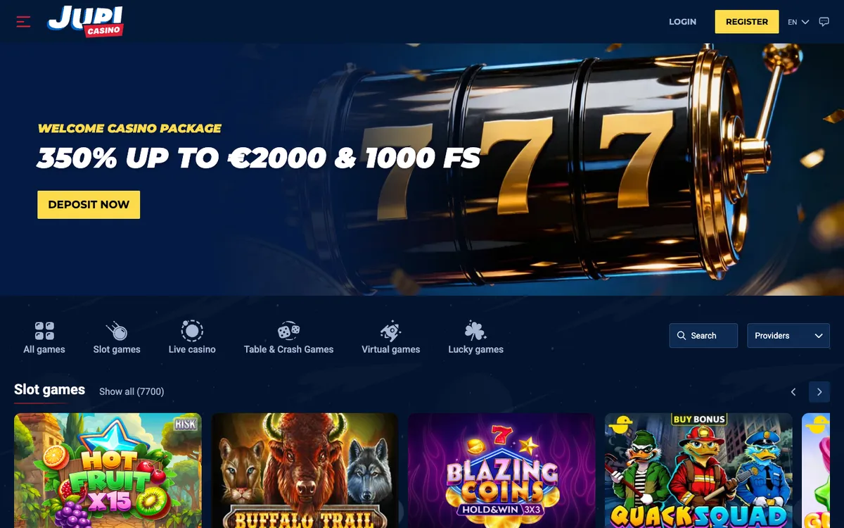 Jupi Casino — Home page, captured from France