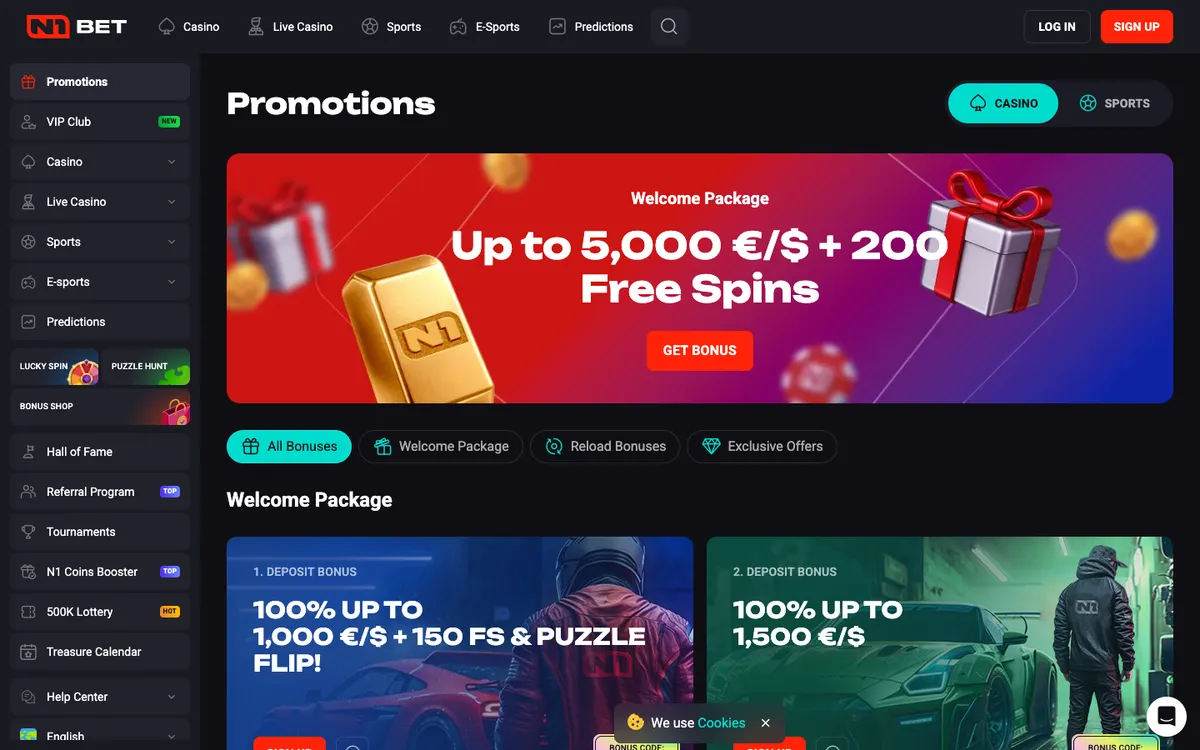 N1Bet Casino — Promotions, captured from Japan