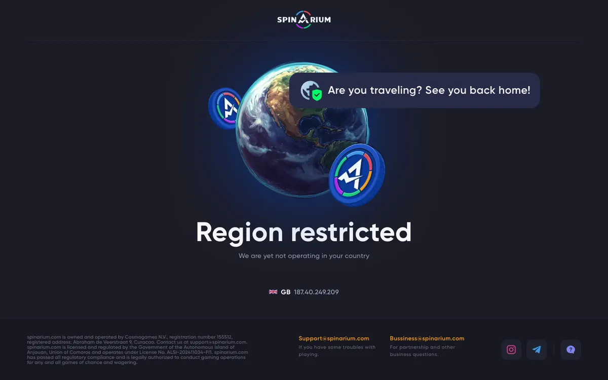 Spinarium Casino — «Главная», снято из страны Великобритания