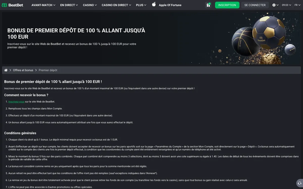 BeatBet Casino — Sign-up, captured from France
