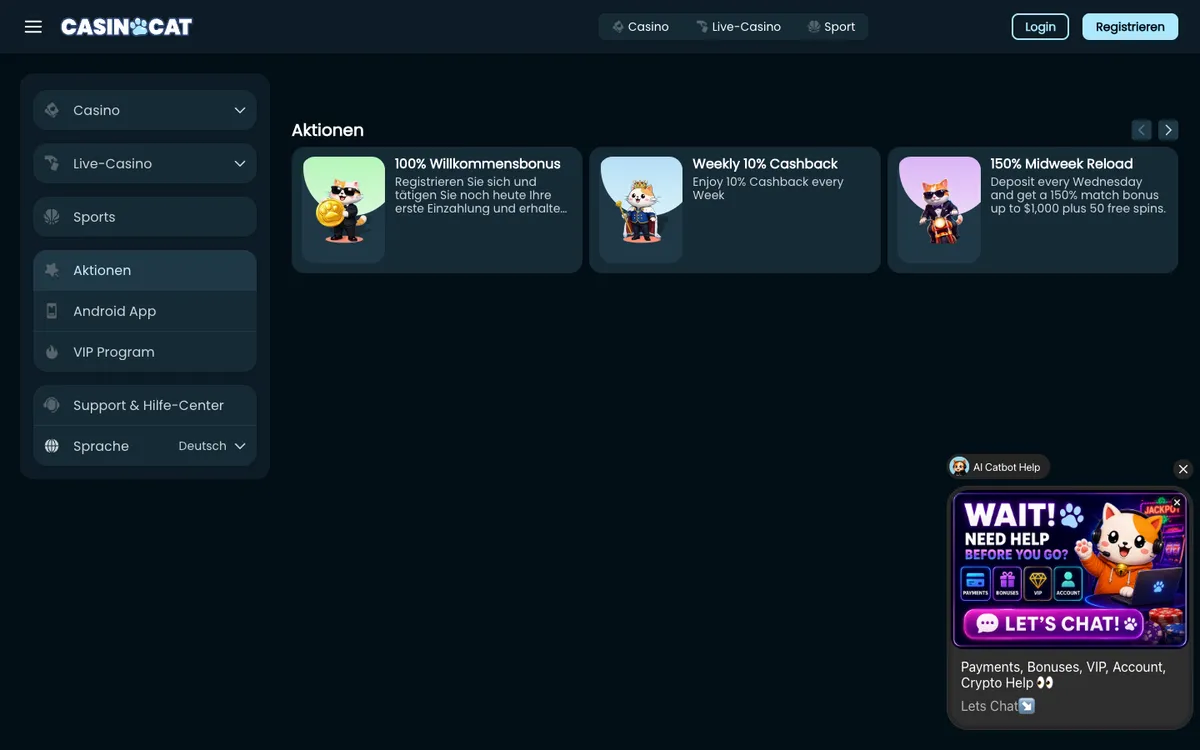 CasinoCat — Promotions, captured from Austria