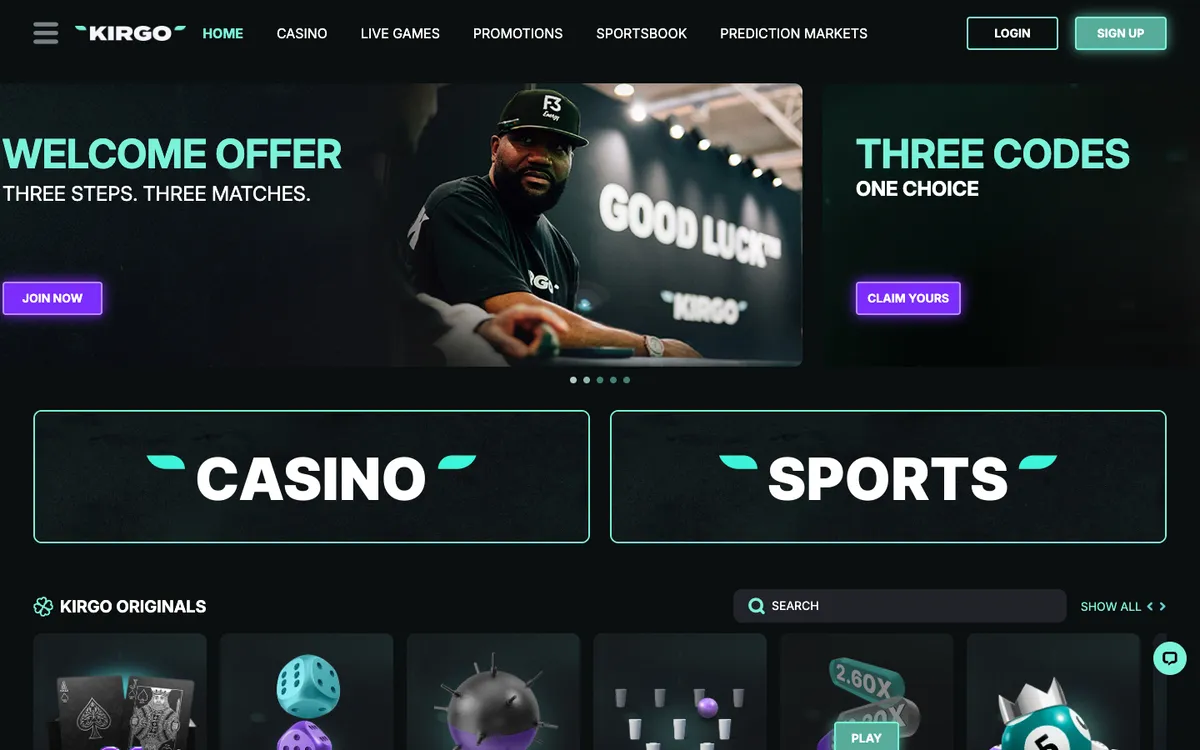 Kirgo Casino — Home page, captured from Canada