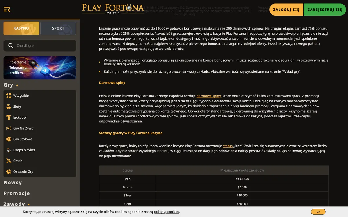 PlayFortuna Casino — Promotions, captured from Poland