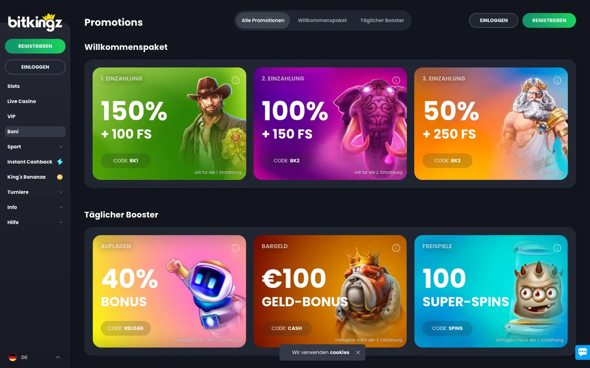 Bitkingz Casino — «Акции», снято из страны Австрия