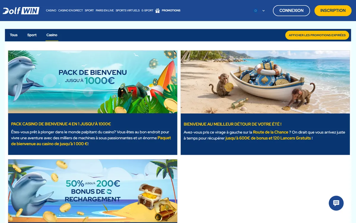 Dolfwin Casino — «Акции», снято из страны Франция