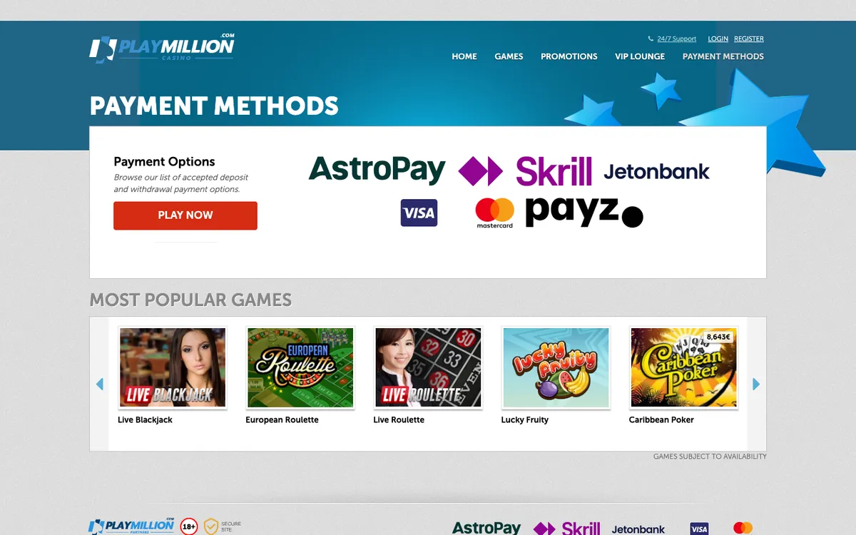 Play Million Casino — «Платежи», снято из страны Индонезия
