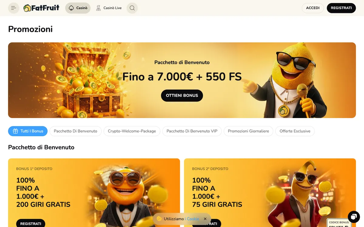 FatFruit Casino — Promotions, captured from Italy
