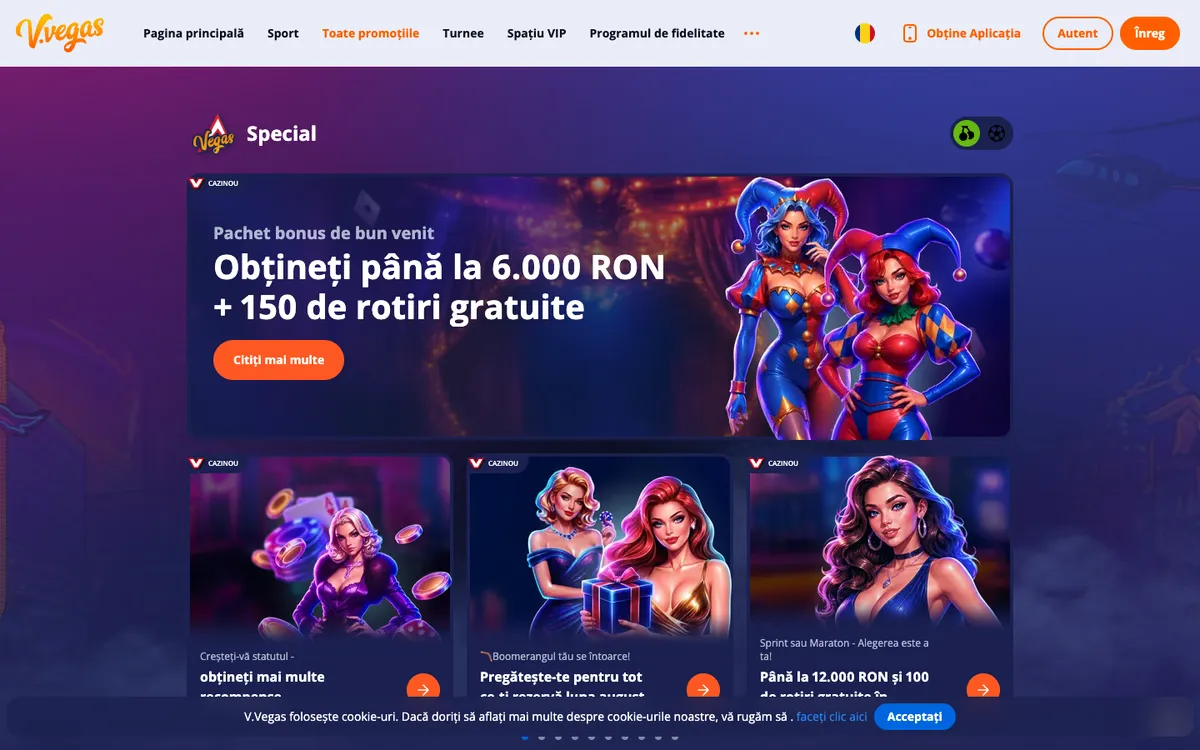 V.Vegas Casino — Promotions, captured from Romania