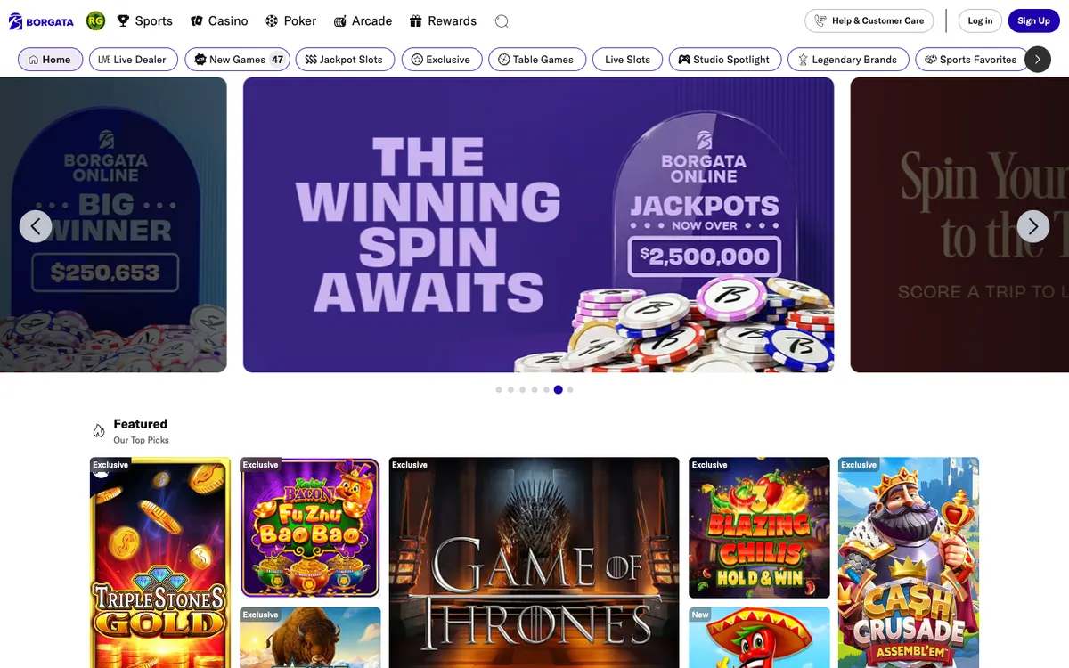 Borgata Online Casino USA — Home page, captured from United States