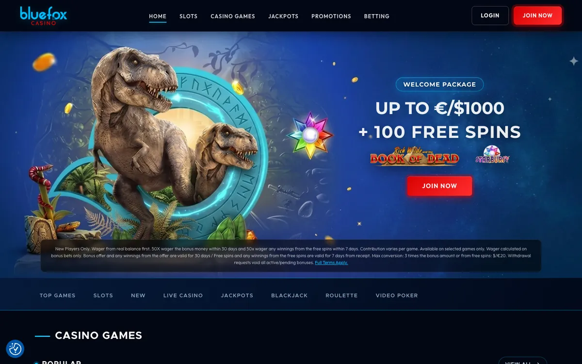 Bluefox Casino — «Главная», снято из страны Португалия
