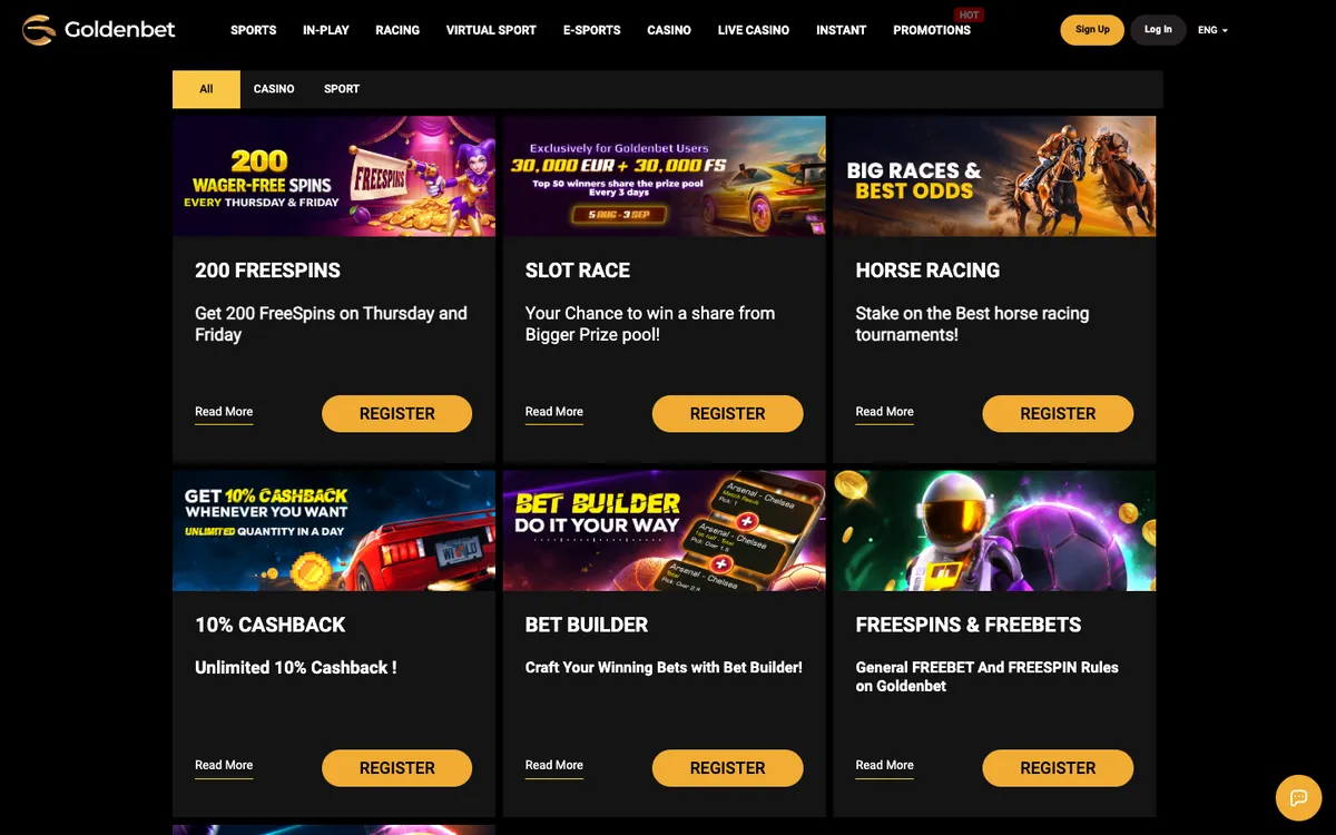 Goldenbet Casino — Promotions, captured from Brazil