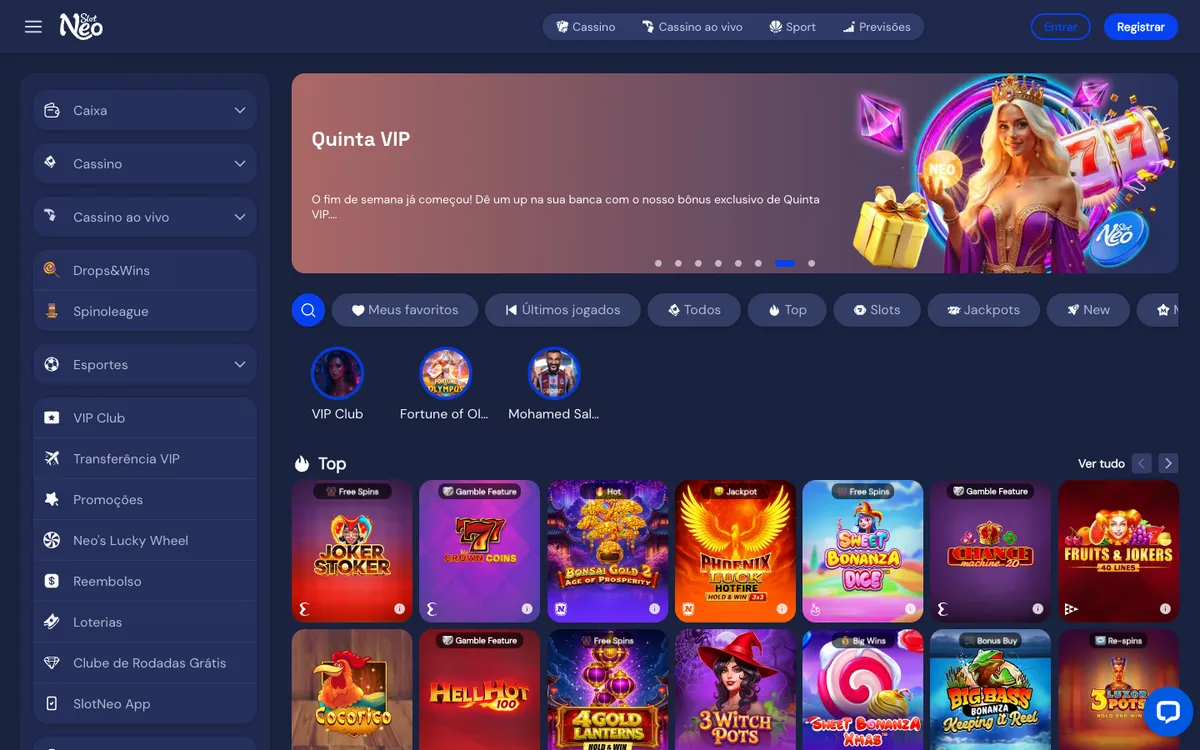 SlotNEO Casino — Home page, captured from Brazil