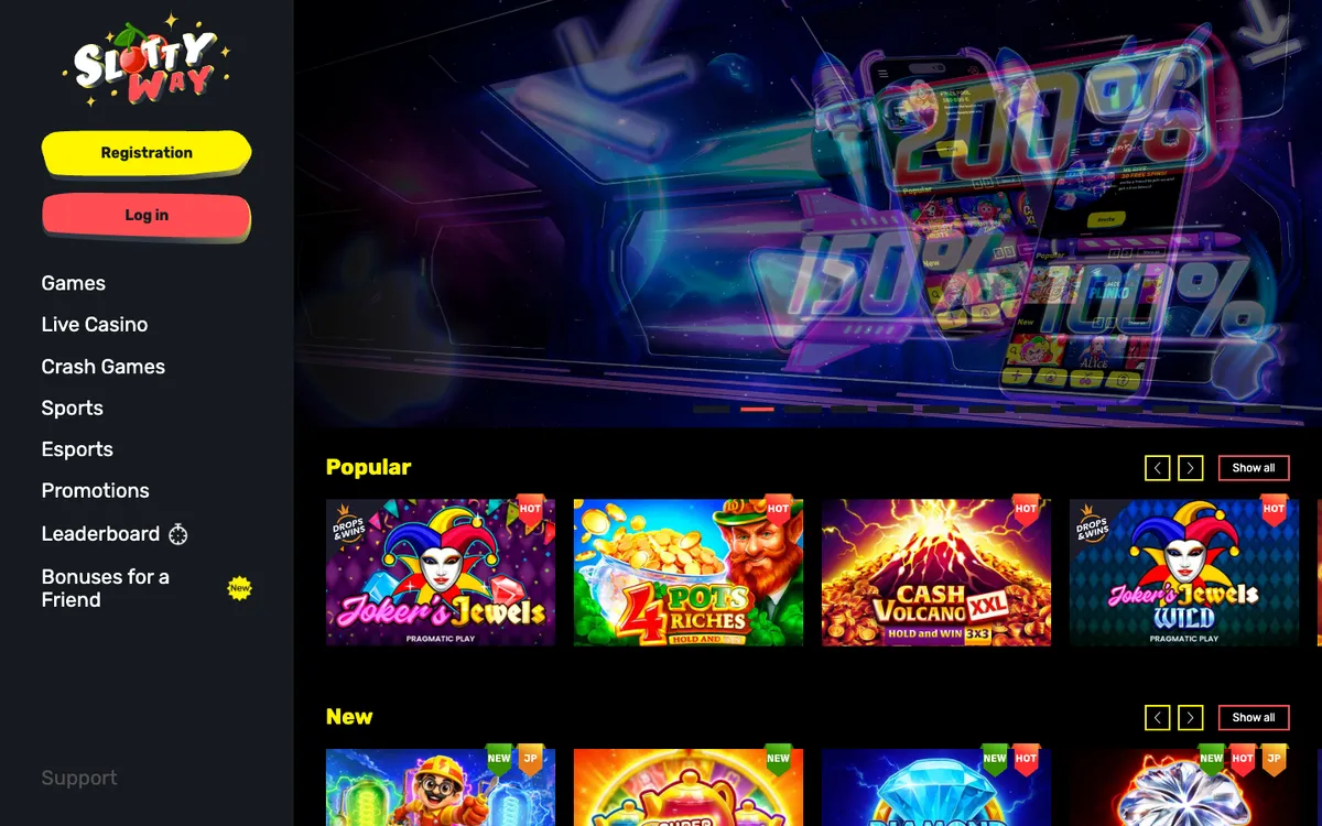 Slottyway Casino — «Главная», снято из страны Аргентина