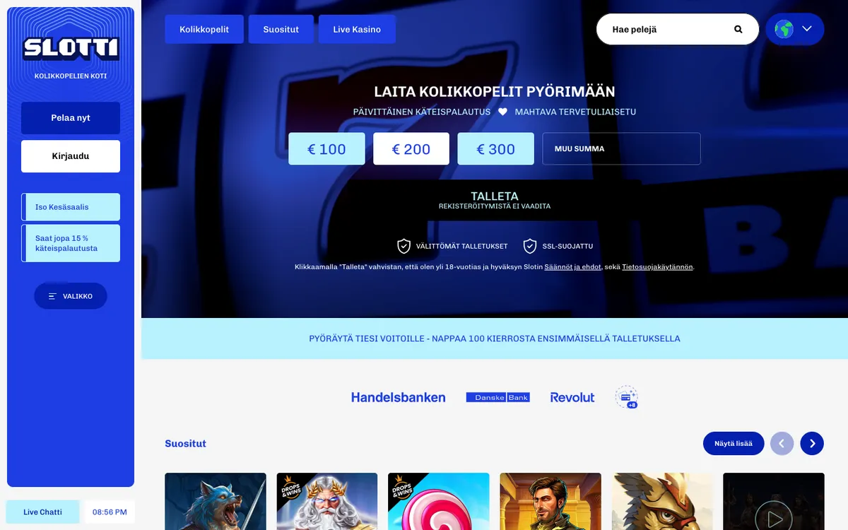 Slotti Casino — «Главная», снято из страны Финляндия