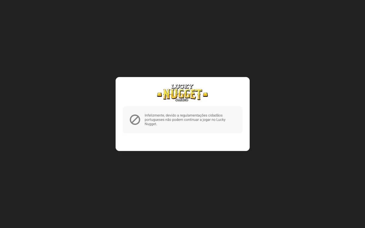 Lucky Nugget Casino — «Регистрация», снято из страны Португалия