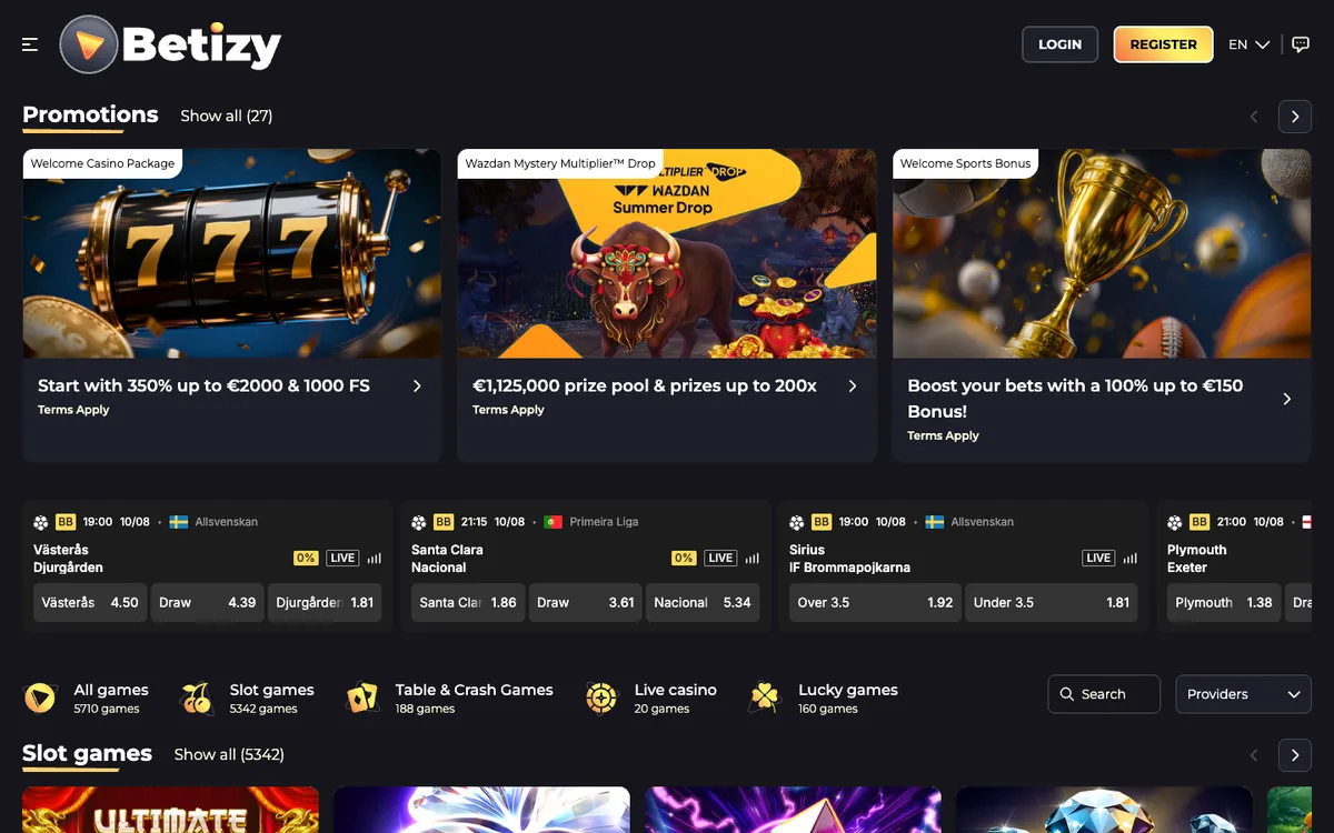 Betizy Casino — «Главная», снято из страны Бельгия
