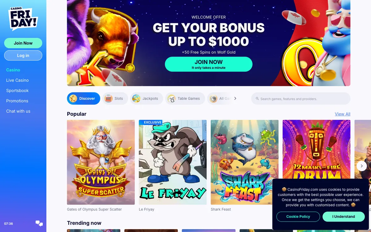 Casino Friday — «Главная», снято из страны Канада