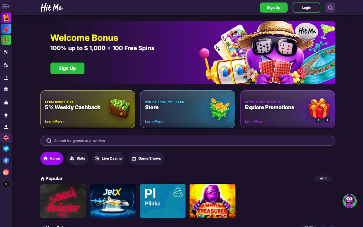 Hit Me Casino — «Главная», снято из страны Австралия