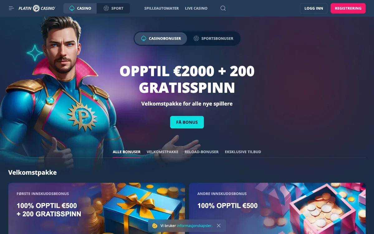 Platincasino — Promotions, captured from Norway