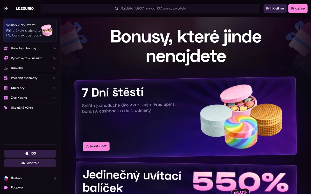 Lussurio Casino — «Акции», снято из страны Чехия