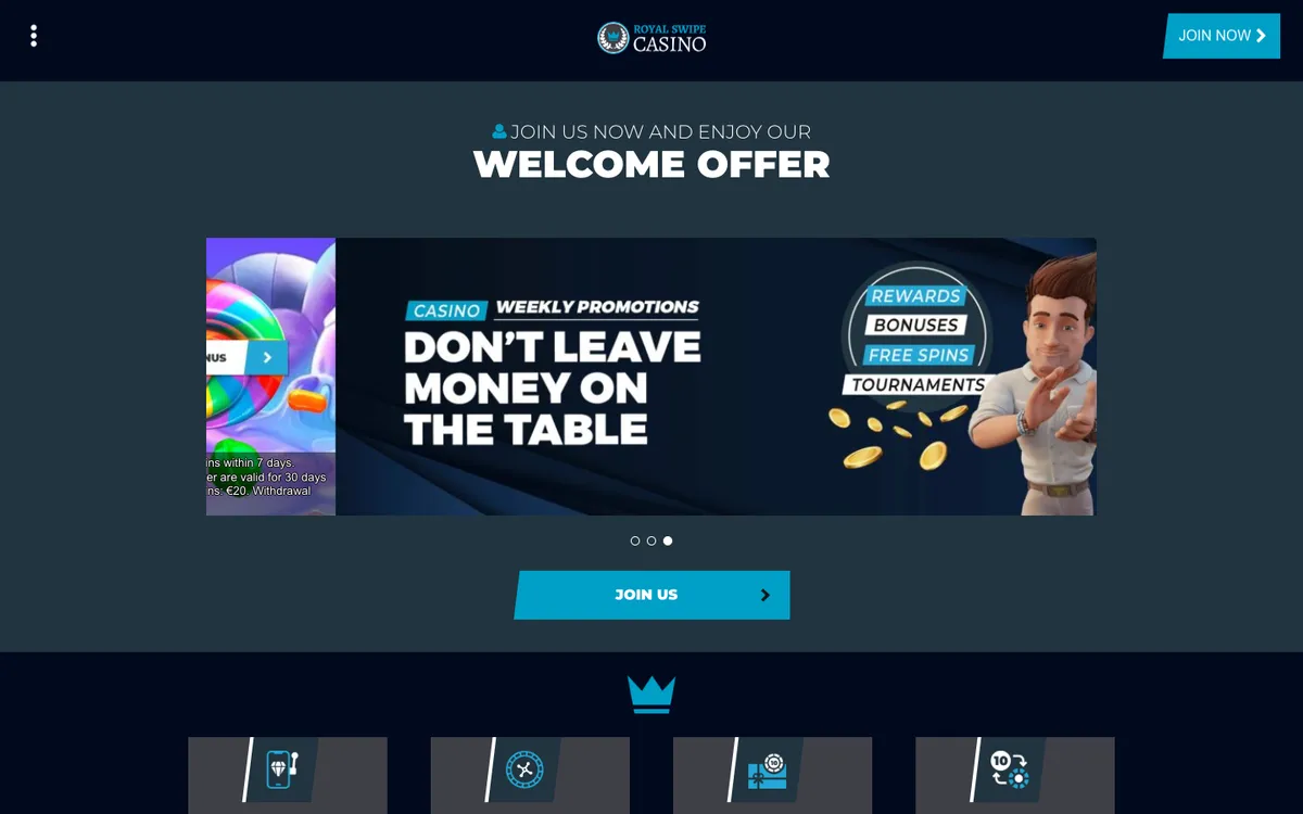 Royal Swipe Casino — «Главная», снято из страны Австрия