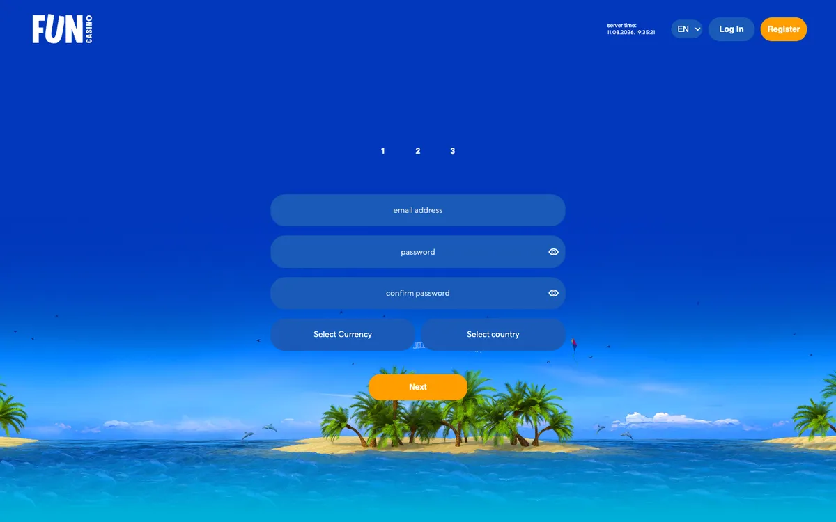 Fun Casino — Sign-up, captured from South Africa