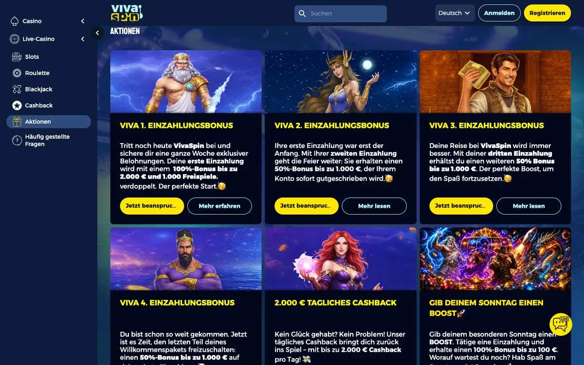 Vivaspin Casino — «Акции», снято из страны Австрия
