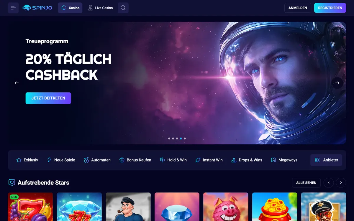 Spinjo Casino — «Главная», снято из страны Австрия
