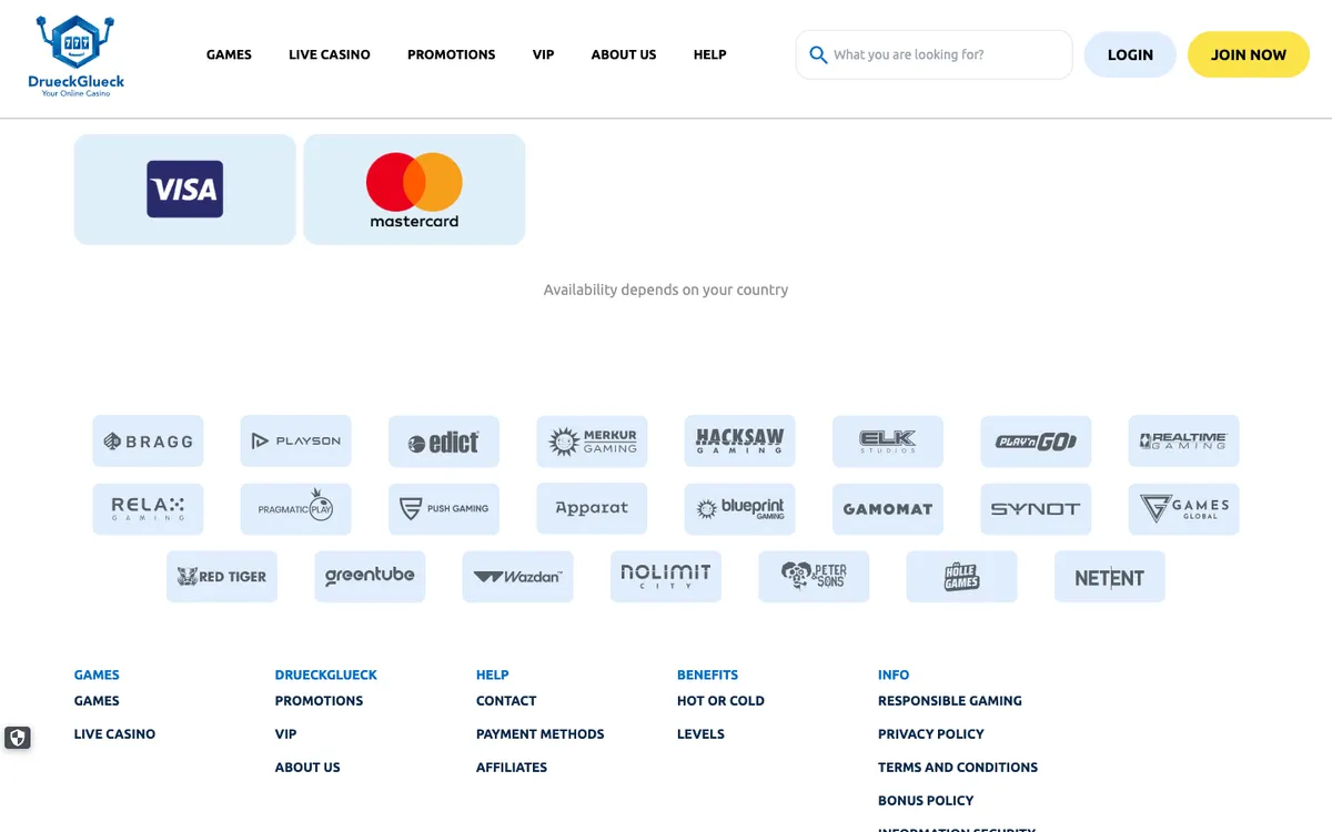 DrueckGlueck Casino — Payments, captured from Australia