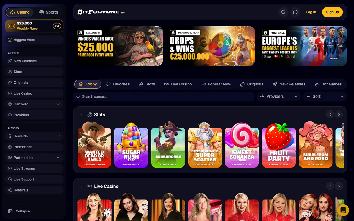 BitFortune Casino — «Главная», снято из страны Канада