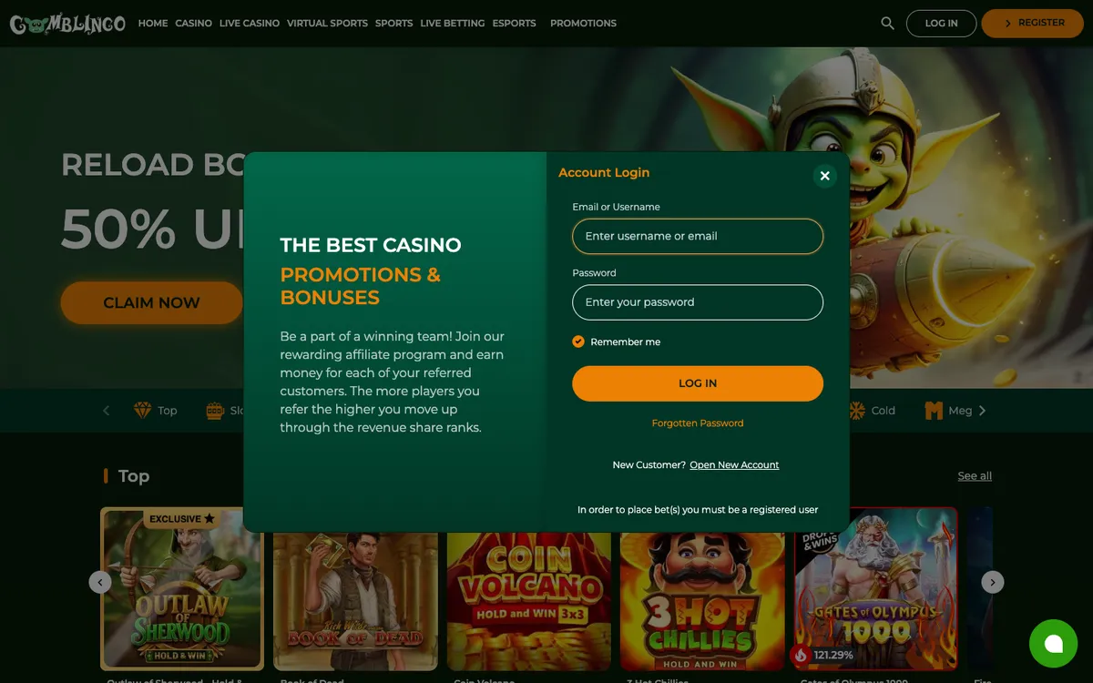 Gomblingo Casino — Sign-up, captured from New Zealand