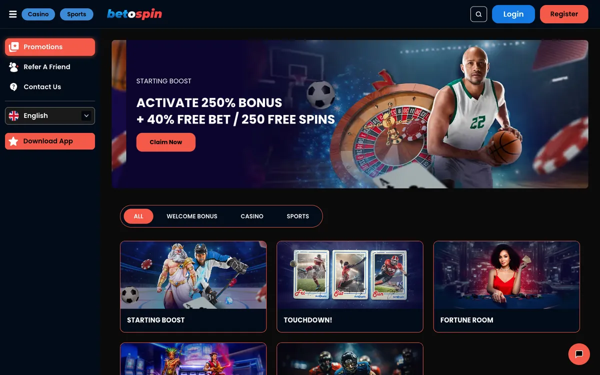 BetOspin Casino — Promotions, captured from Austria