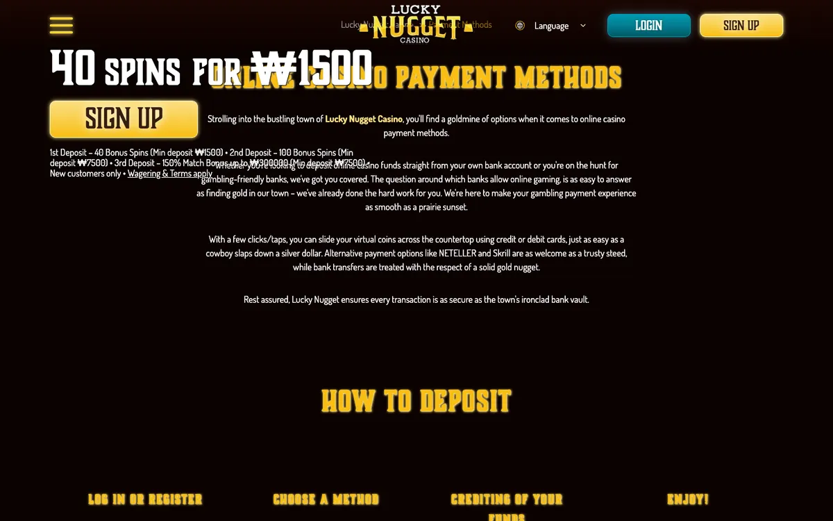 Lucky Nugget Casino — Payments, captured from South Korea
