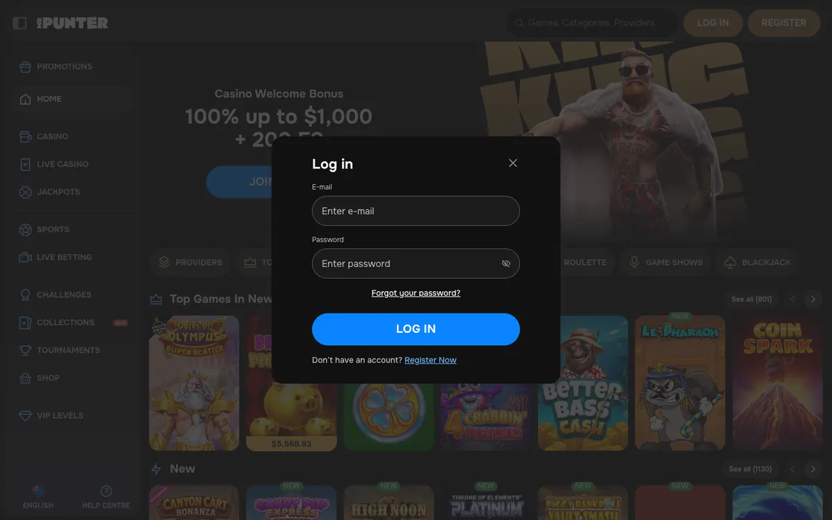 MrPunter Casino — Sign-up, captured from New Zealand