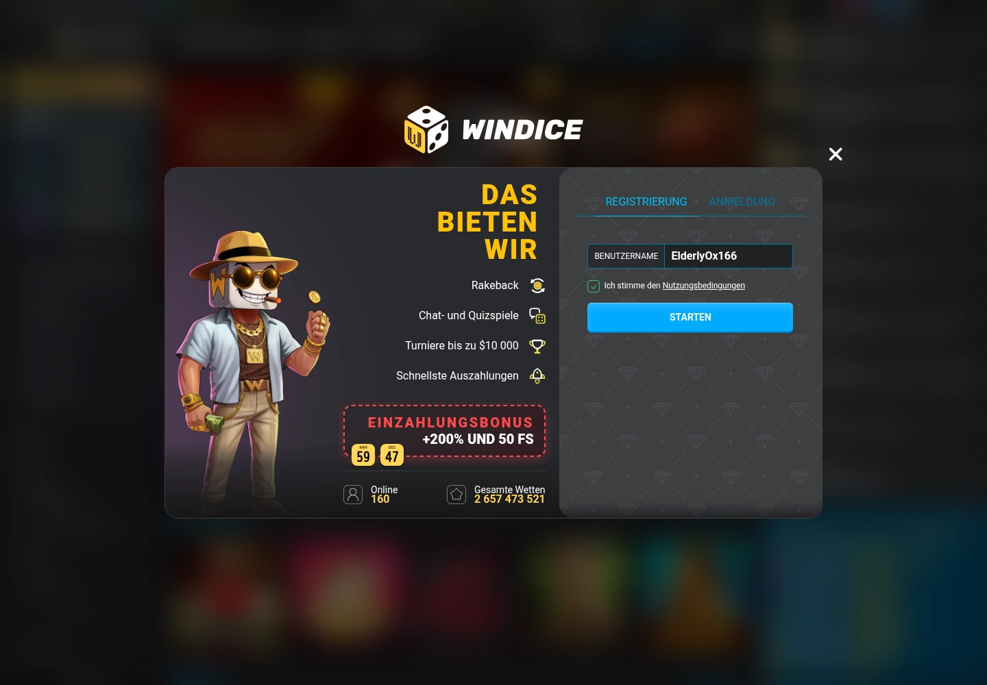 Windice — «Регистрация», снято из страны Германия