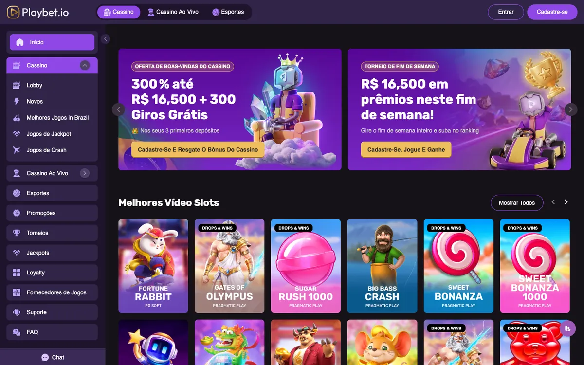 Playbet.io Casino — «Главная», снято из страны Бразилия