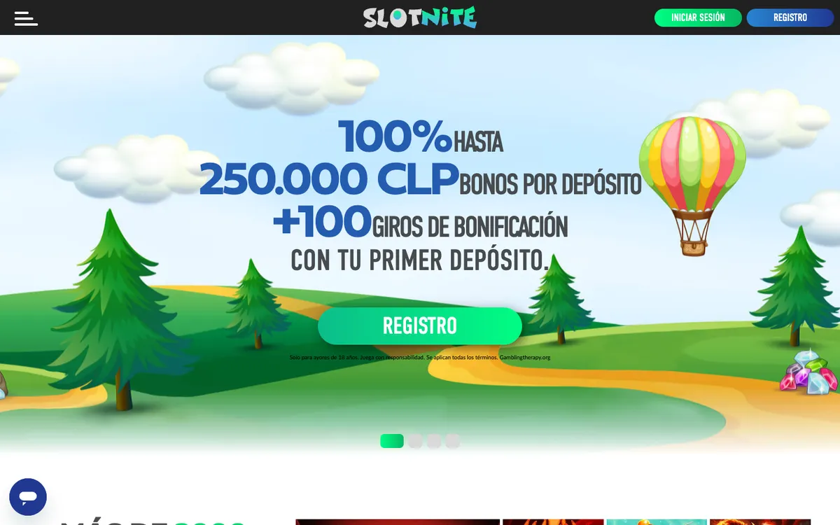 Slotnite Casino — Home page, captured from Chile