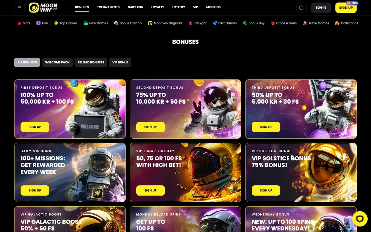 Moonwin Casino — «Акции», снято из страны Норвегия