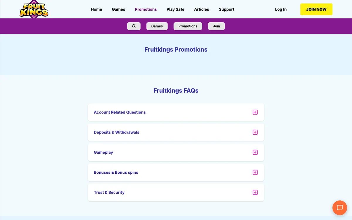 FruitKings Casino — Promotions, captured from New Zealand