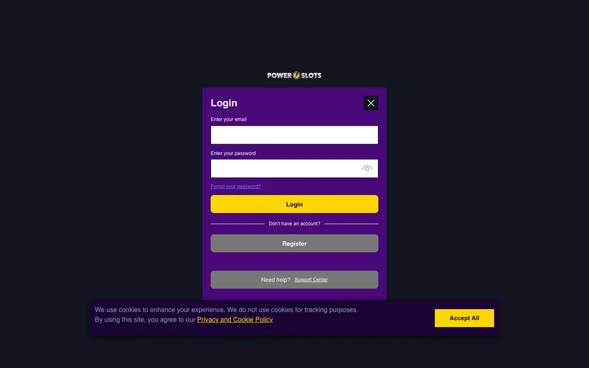 Power Slots Casino — Sign-up, captured from United Kingdom