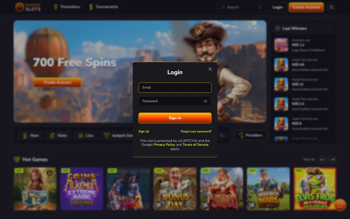 DundeeSlots Casino — «Регистрация», снято из страны Новая Зеландия