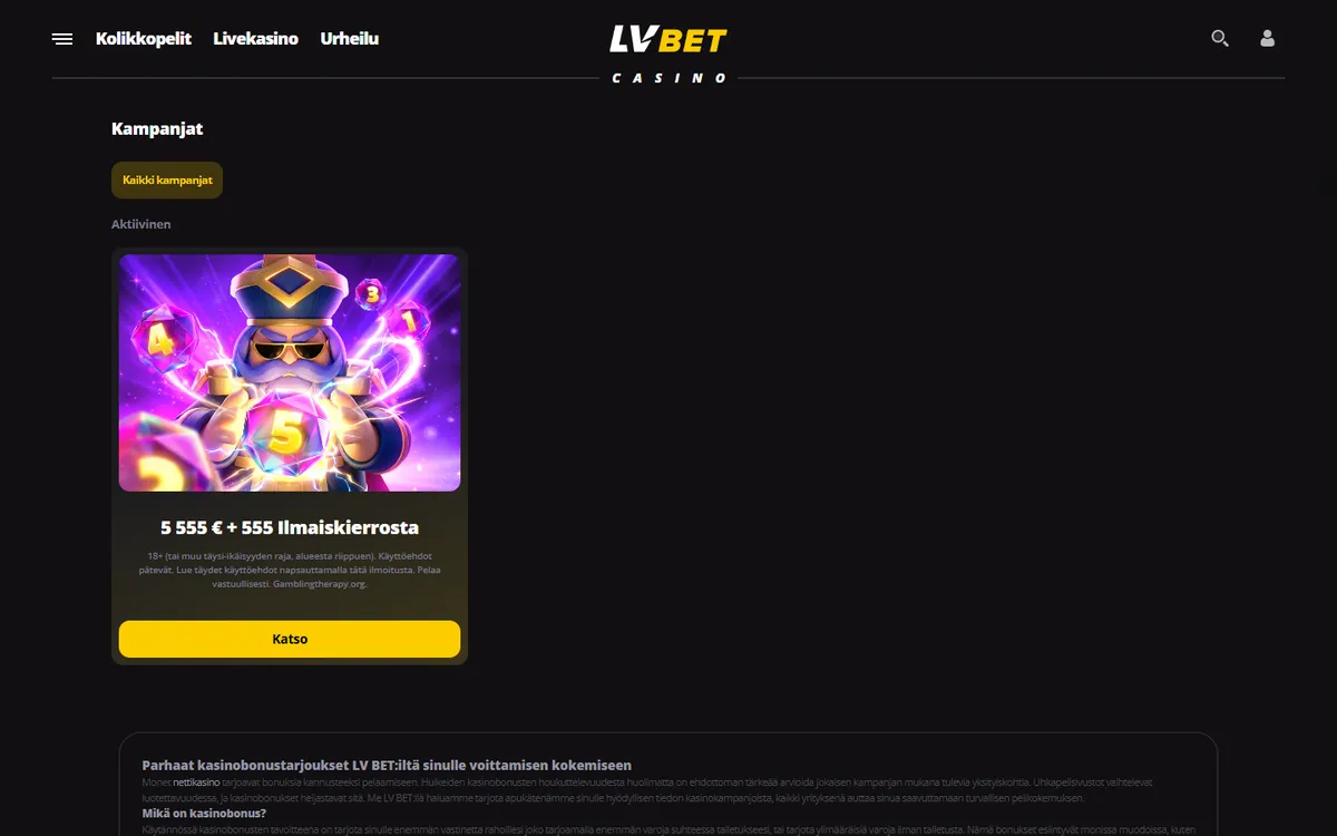 LV BET Casino — Promotions, captured from Canada