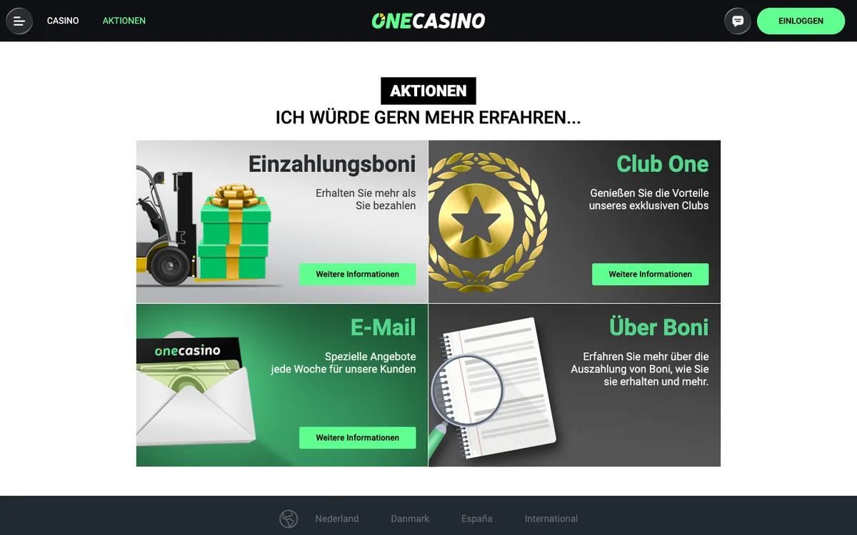 One Casino — Promotions, captured from Germany