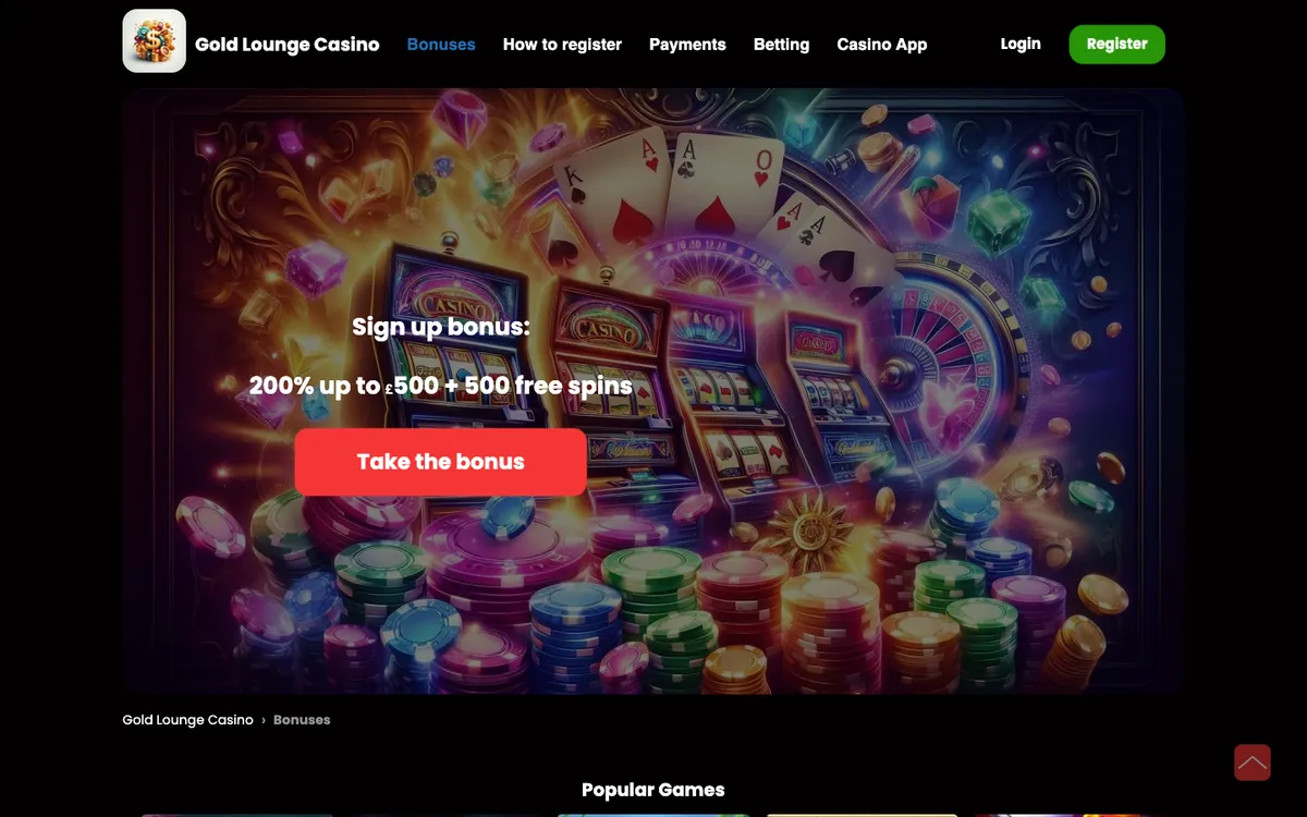 The Gold Lounge Casino — Promotions, captured from Finland